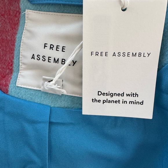 NWT Free Assembly cropped chore jacket in large check frosted blue - Picture 4 of 6